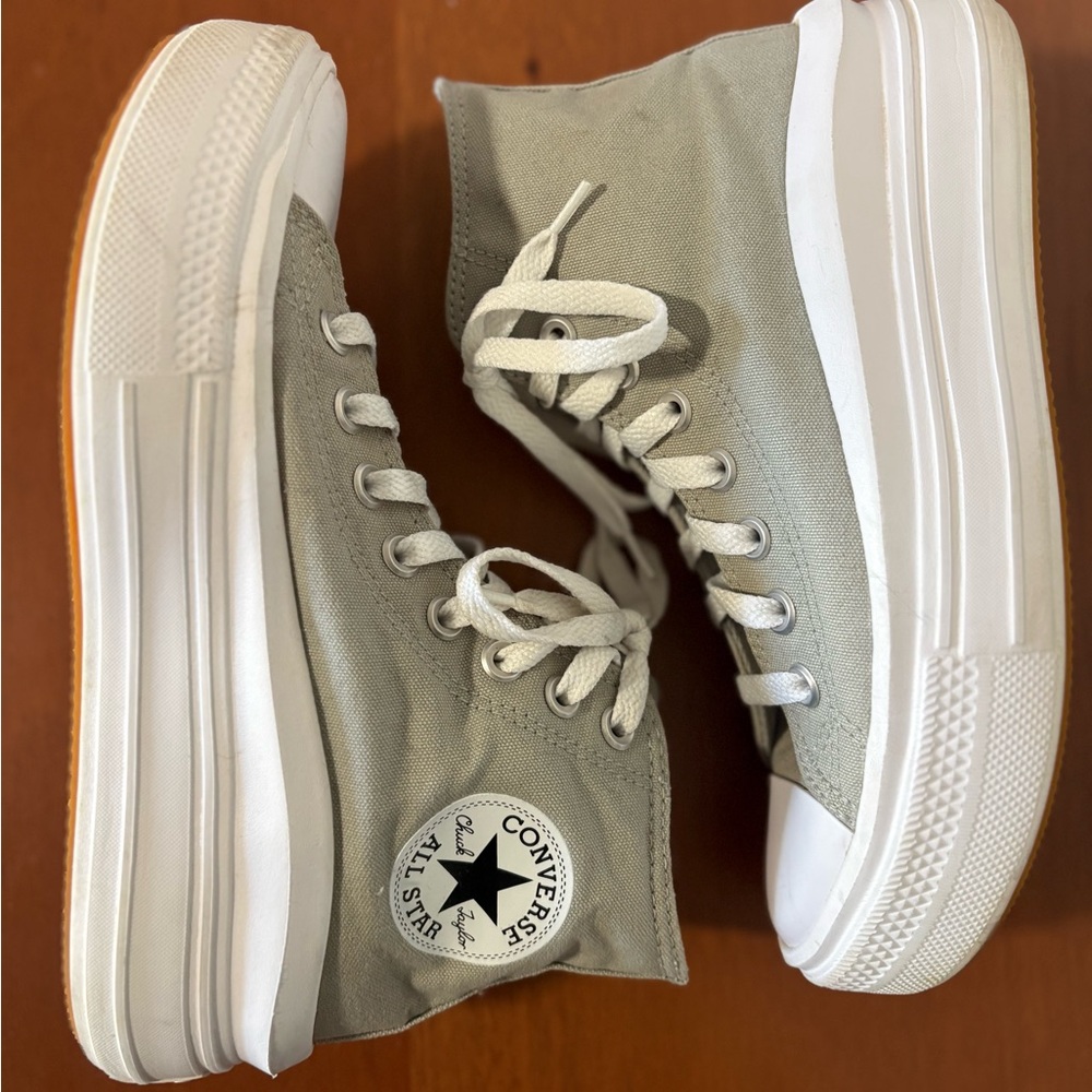 Converse High Top Platform Sneakers - Sage Green